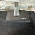 Amiri Leather Stagger Spell Waxed Black Denim Jeans Sz 34