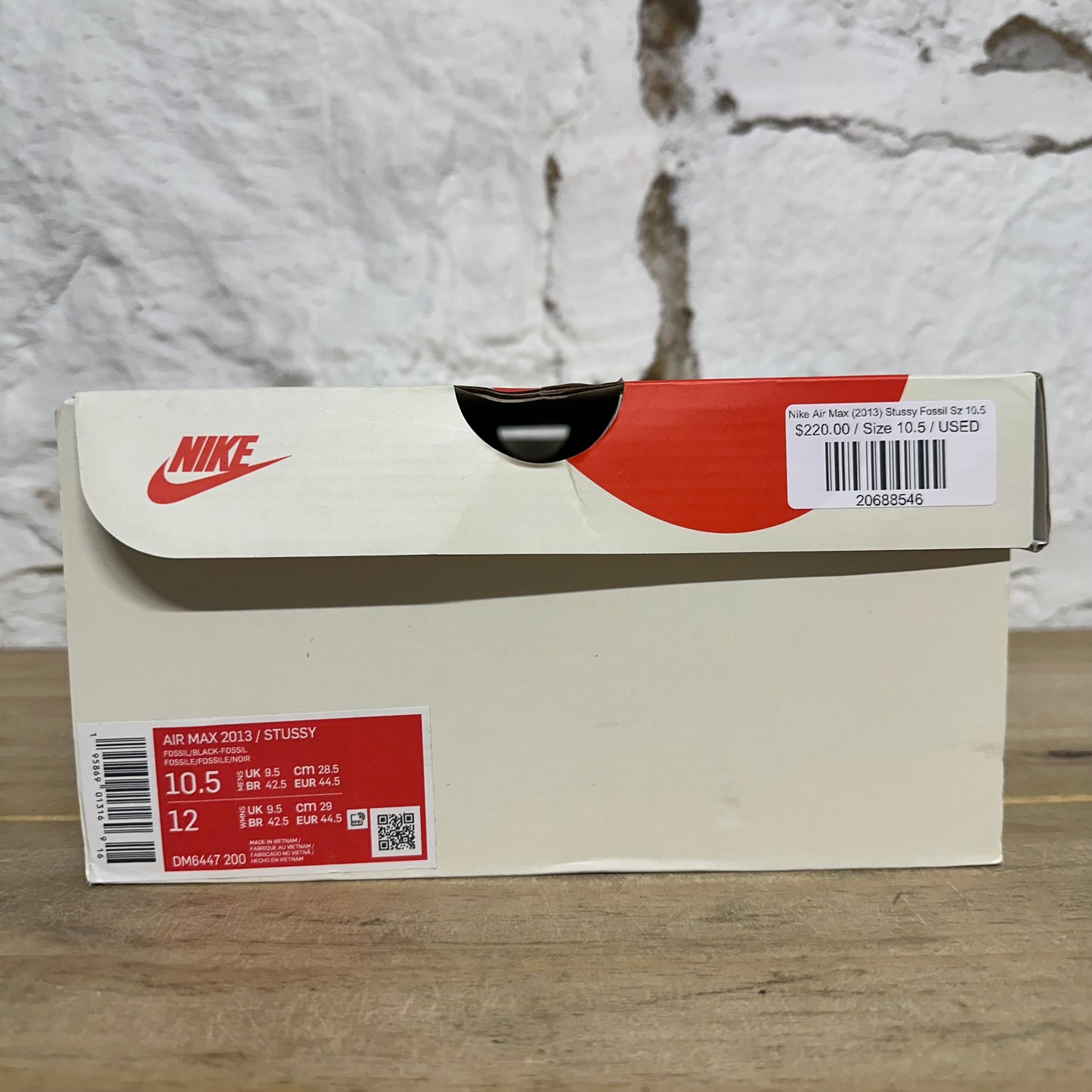 Nike Air Max 2013 Stussy Fossil Sz 10.5