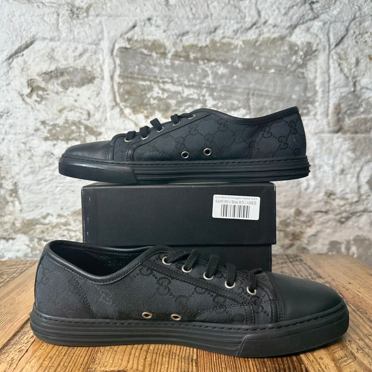 Gucci Black GG Monogram Sneaker Sz 8.5