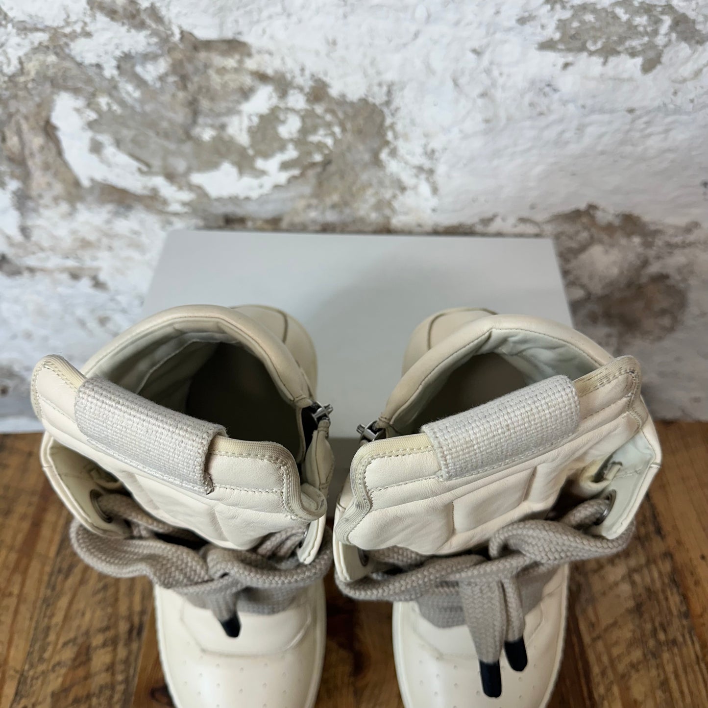 Rick Owens High Geobasket Jumbo Lace Milk Sneaker Sz 10.5 (43.5)