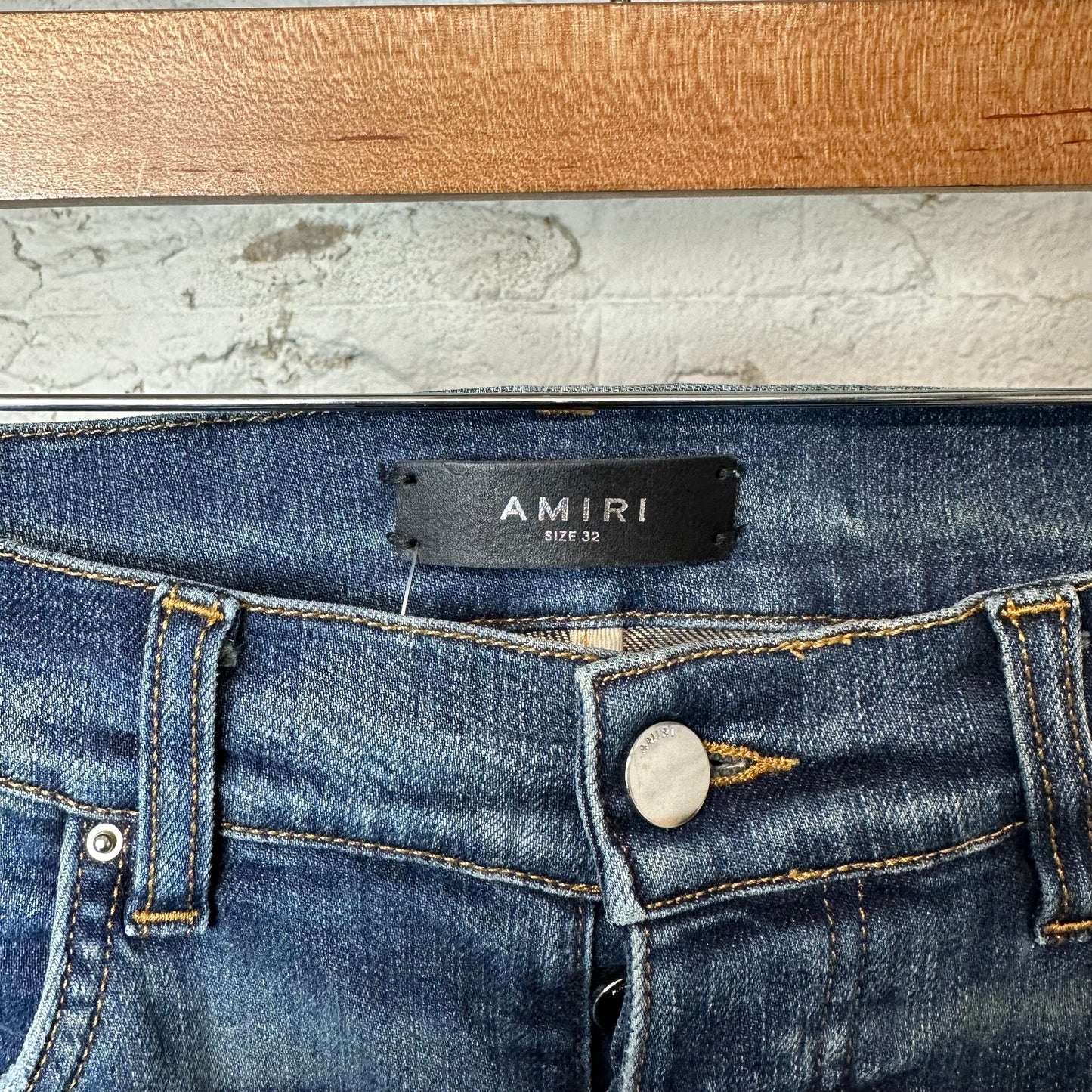 Amiri Plain Dark Blue Shotgun Denim Jeans Sz 32