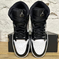 Air Jordan 1 Mid Patent Black Silver Sz 15