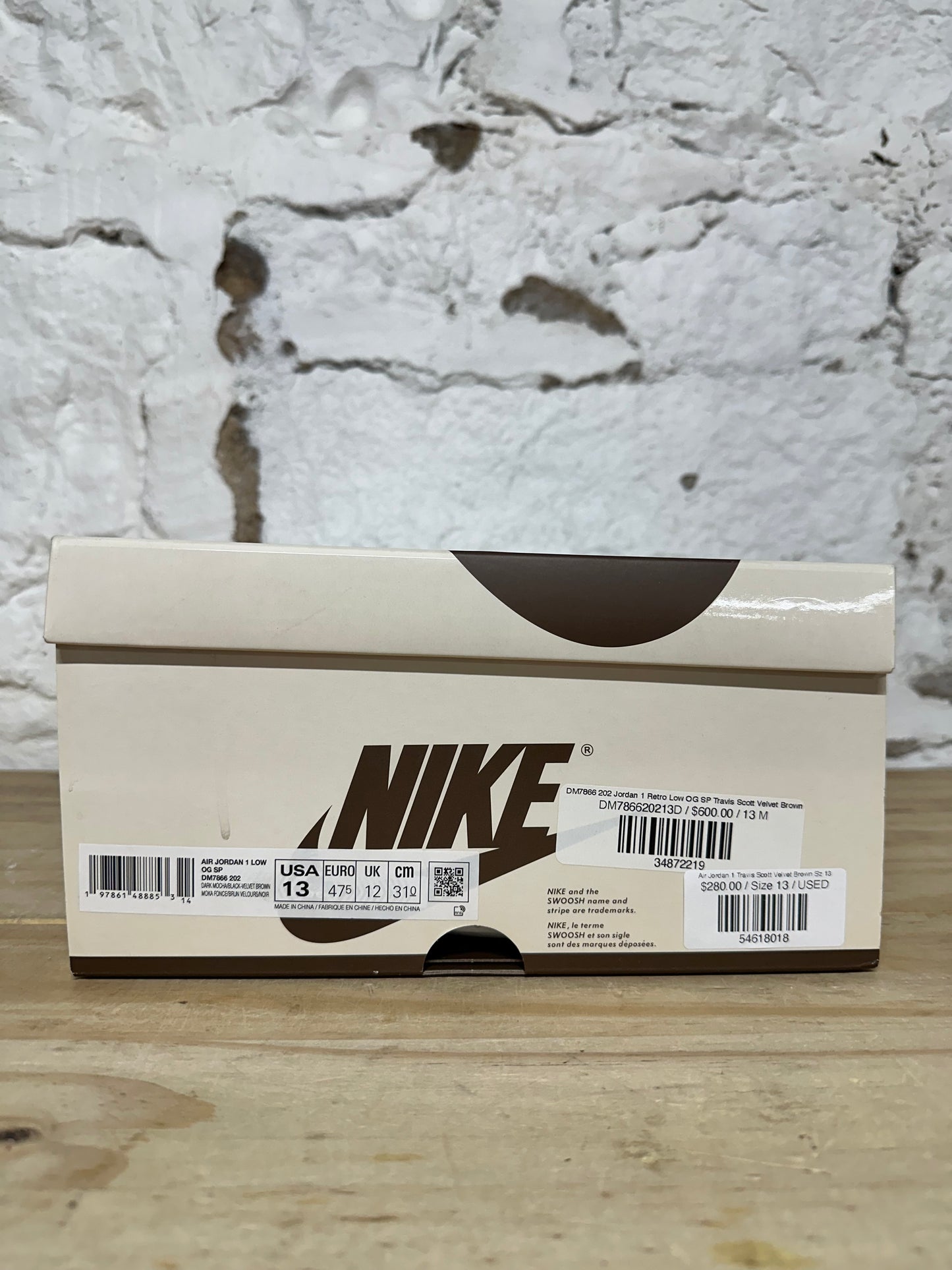 Air Jordan 1 Low Travis Scott Velvet Brown Sz 13