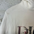 Dior Flower Embroidered Spellout White Hoodie Sz S