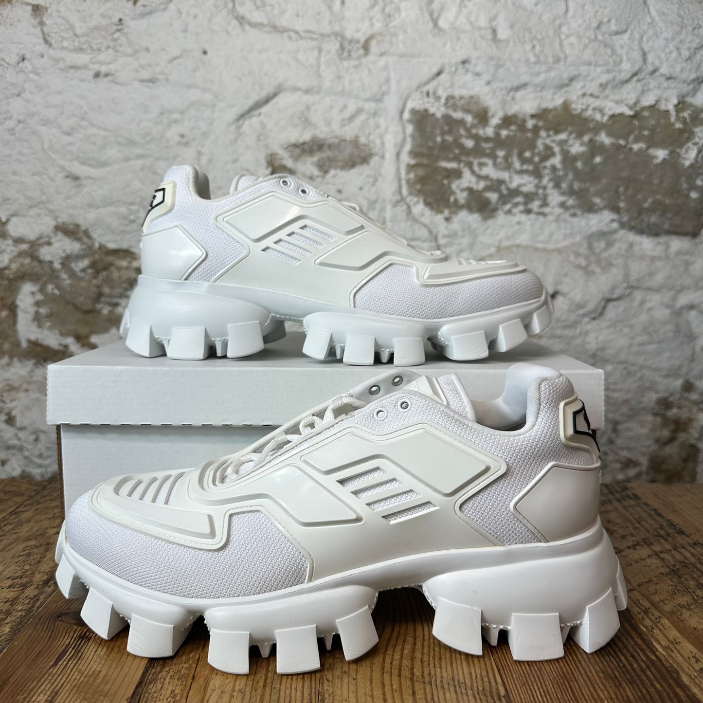 Prada Cloudbust Thunder Triple White Sneaker Sz 9