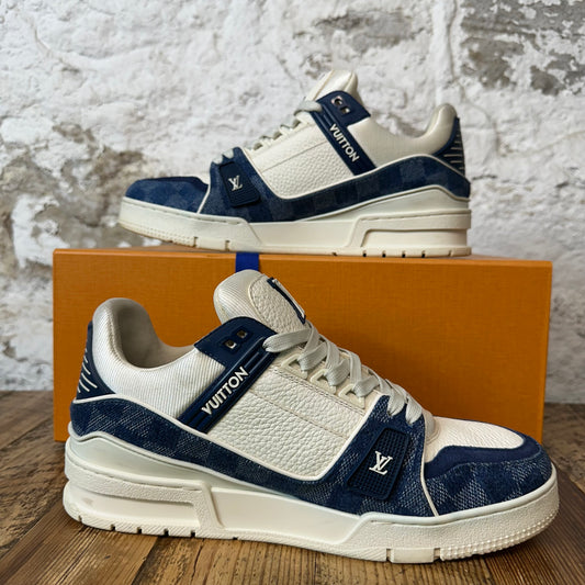 Louis Vuitton Denim Damier White Trainer Sz 7.5 (6LV)