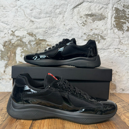 Prada Americas Cup Triple Black Patent Sneaker Sz 11