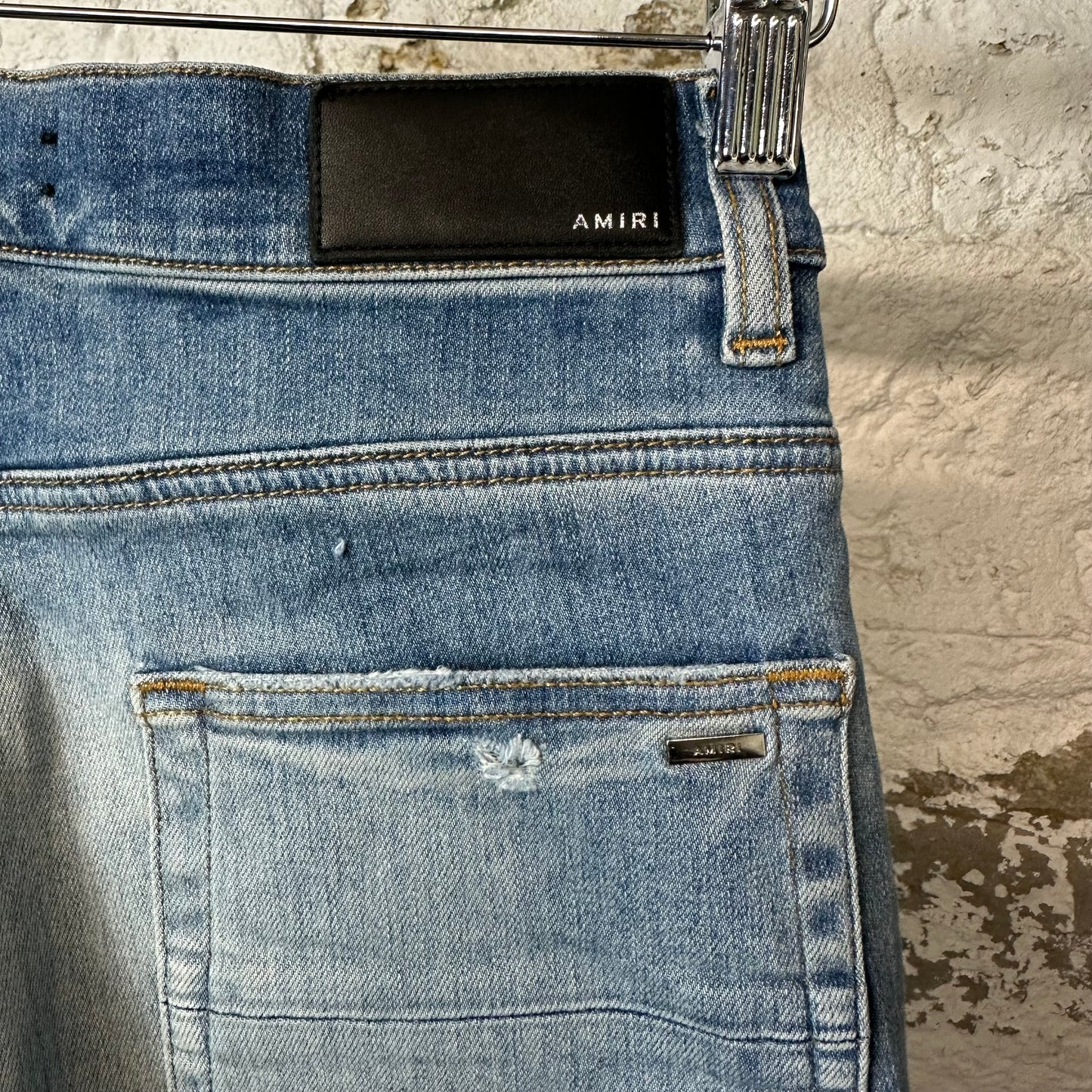 Amiri MX1 Red Suede Blue Denim Jeans Sz 29