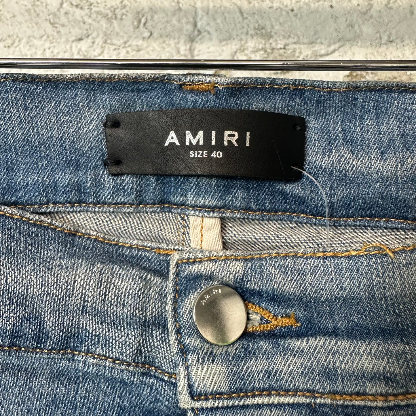 Amiri MX1 Red Suede Blue Denim Jeans Sz 40