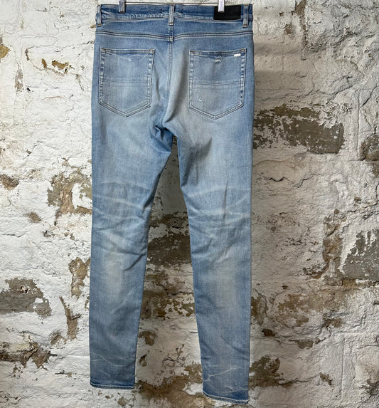 Amiri MX1 Multicolor Flannel Blue Denim Jeans Sz 34