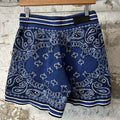 Amiri White AM Blue Paisley Knit Shorts Sz M