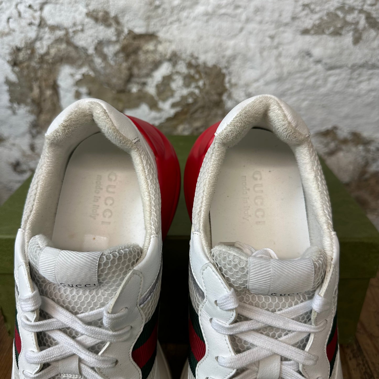 Gucci Rython White Red Green Sneaker Sz 10.5