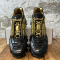 Prada Cloudbust Thunder Black Gold Patent Sneaker Sz 9