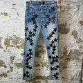 Amiri Black Leather Star Chemist Blue Denim Jeans Sz 31