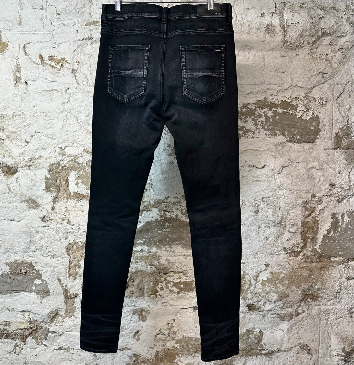 Amiri MX1 Camo Patch Black Denim Jeans Sz 33