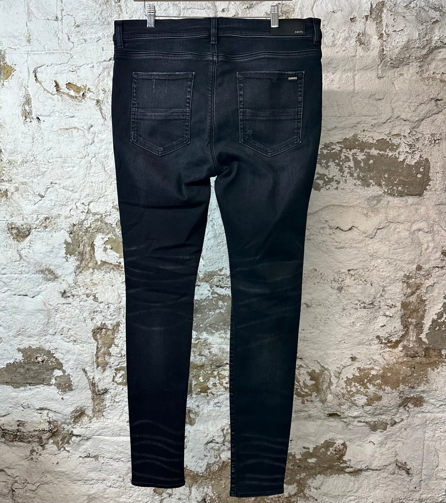 Amiri MX1 Black White Woven Black Denim Jeans Sz 36