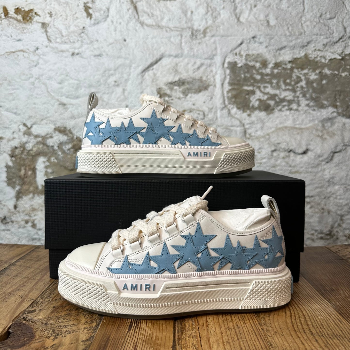 Amiri Blue Stars Court White Cream Sneaker Sz 5 (37)