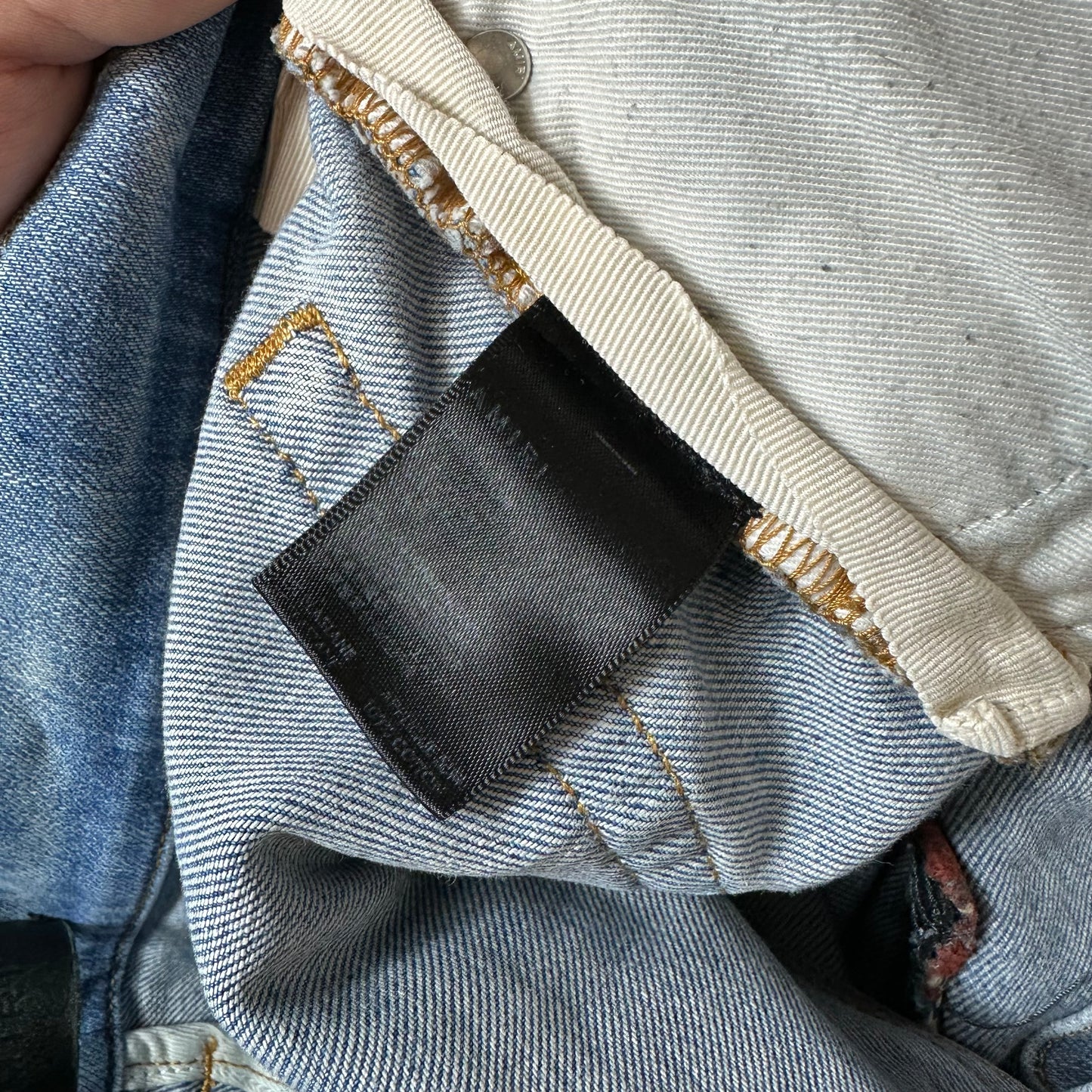 Amiri MX1 Multicolor Flannel Blue Denim Jeans Sz 30