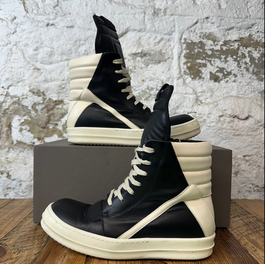 Rick Owens High Geobasket Black White Sneaker Sz 8 (41)