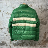 Moncler White Green Striped Puffer Jacket Sz S (1)