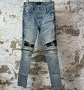 Amiri MX2 Multicolor Flannel Blue Denim Jeans Sz 30