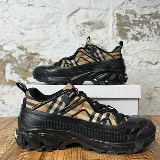 Burberry Arthur Tan Plaid Black Sneaker Sz 11 (44)