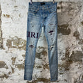 Amiri Purple Suede Spell Blue Denim Jeans Sz 29