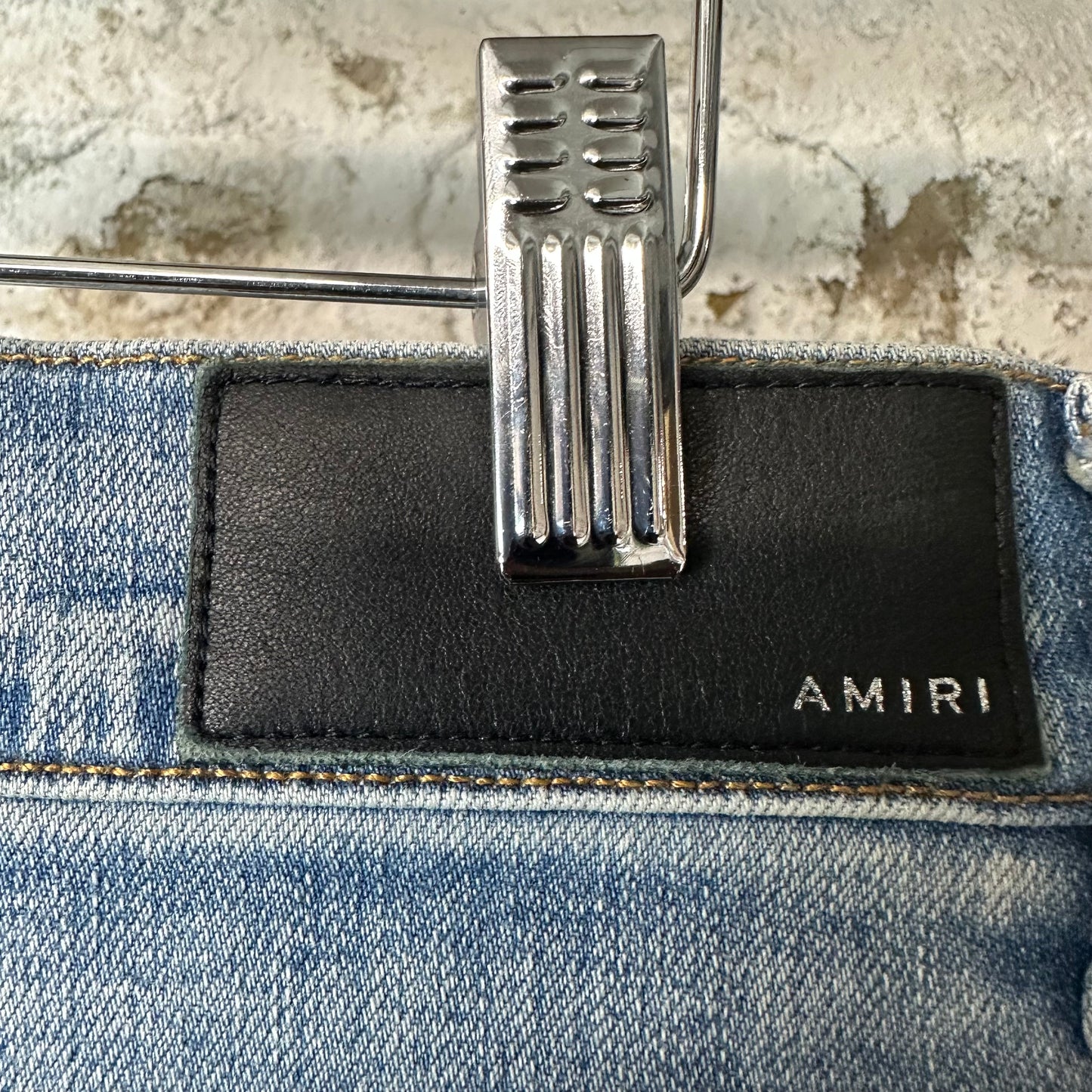 Amiri Varsity 22 Patch Blue Denim Jeans Sz 31