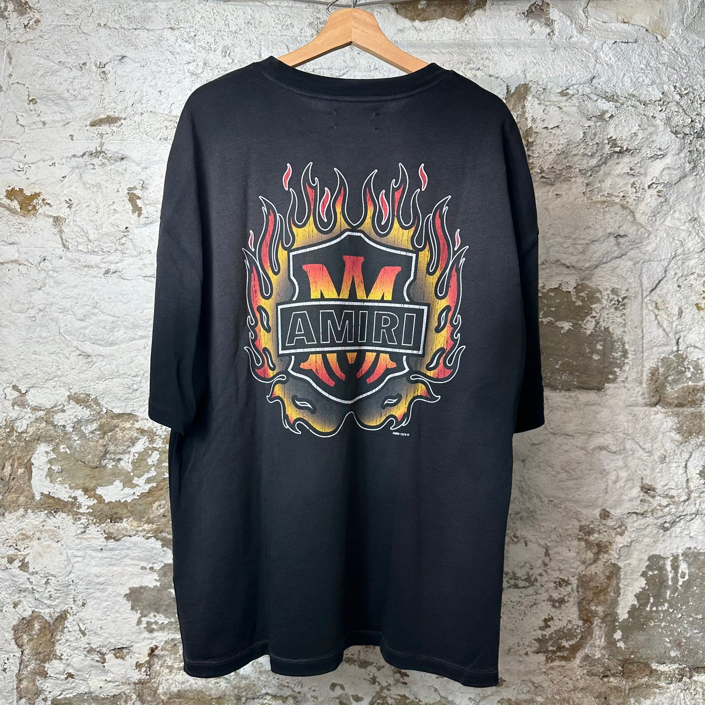 Amiri Vintage Flame Logo Black T-Shirt Sz L