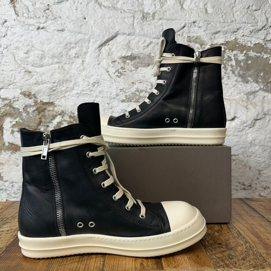 Rick Owens High Black Leather Milk Sneaker Sz 11 (44)
