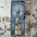 Amiri Embroidered Reaper Logo Blue Denim Jeans Sz 29