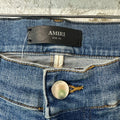 Amiri MX1 Black Leather Dark Blue Denim Jeans Sz 32 DS