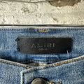 Amiri MX1 Grey Orange Plaid Blue Denim Jeans Sz 34