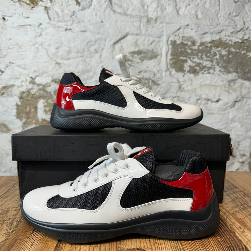 Prada Americas Cup White Red Patent Black Sneaker Sz 9