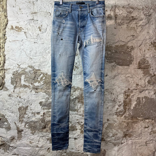 Amiri MX1 Sky Blue Cream Blue Denim Jeans Sz 28