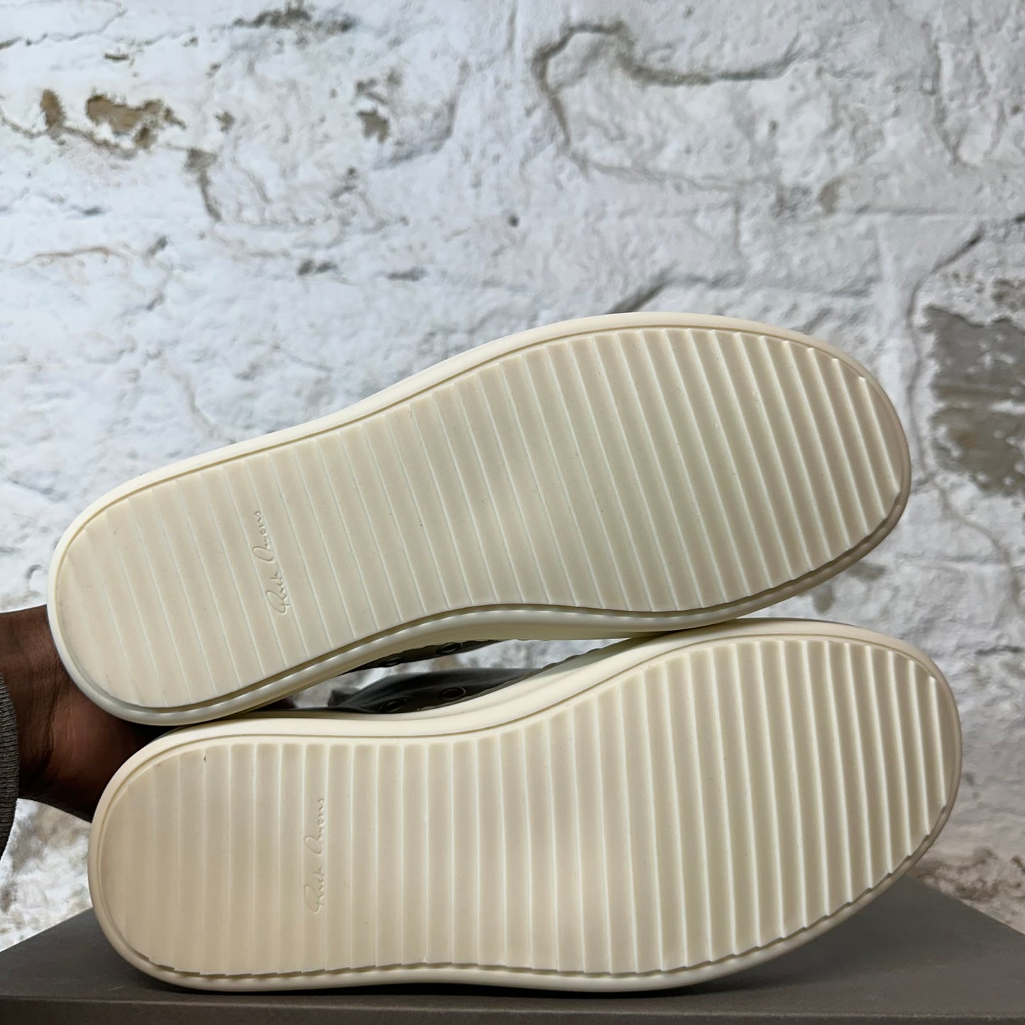 Rick Owens Leather Pearl Milk Sneaker DS