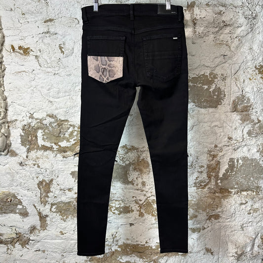 Amiri MX1 Snakeskin Black Denim Jeans Sz 31