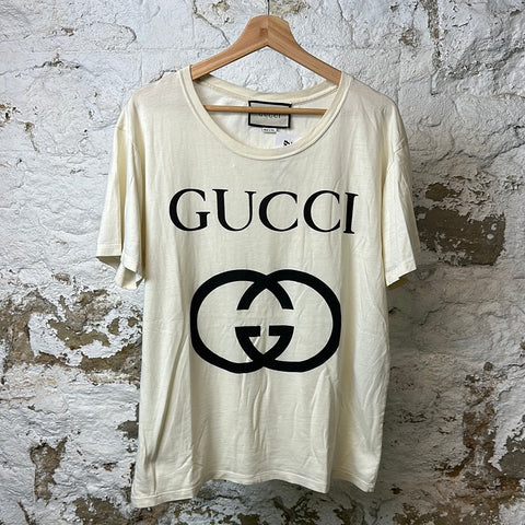 Gucci Gg Logo Spellout T-shirt White Sz M