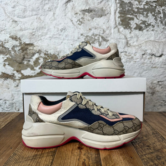 Gucci Rython Navy White Sneaker Sz 5 No Box