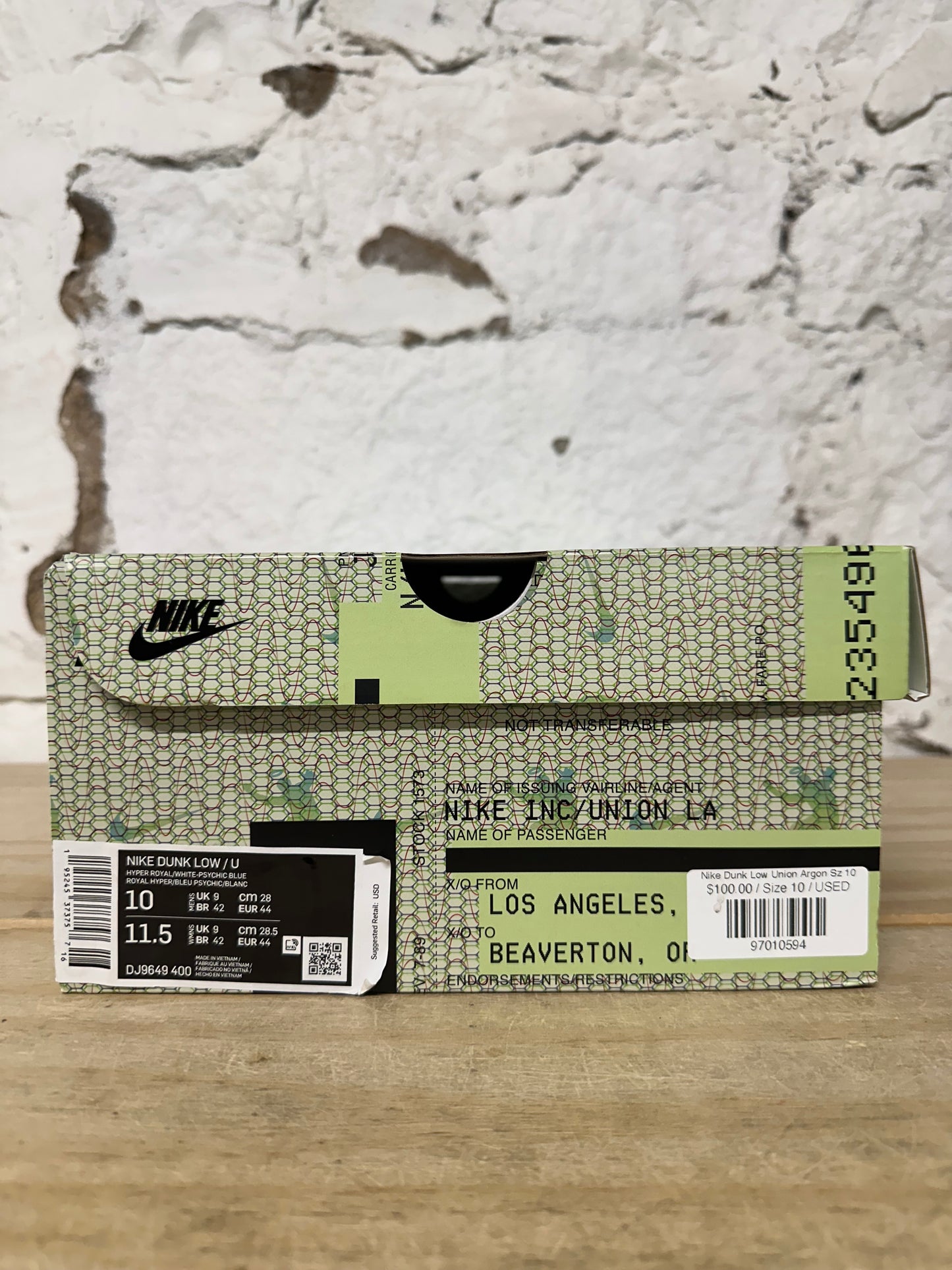 Nike Dunk Low Union Argon Sz 10