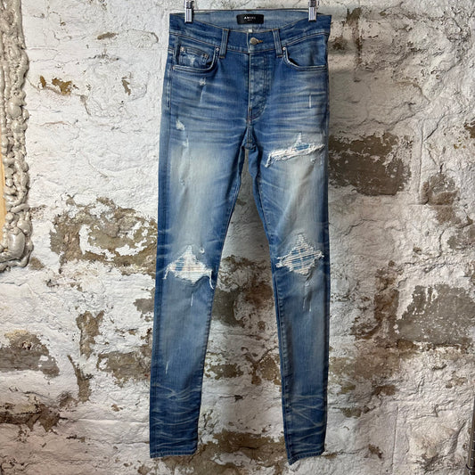 Amiri MX1 Sky Blue Cream Blue Denim Jeans Sz 29