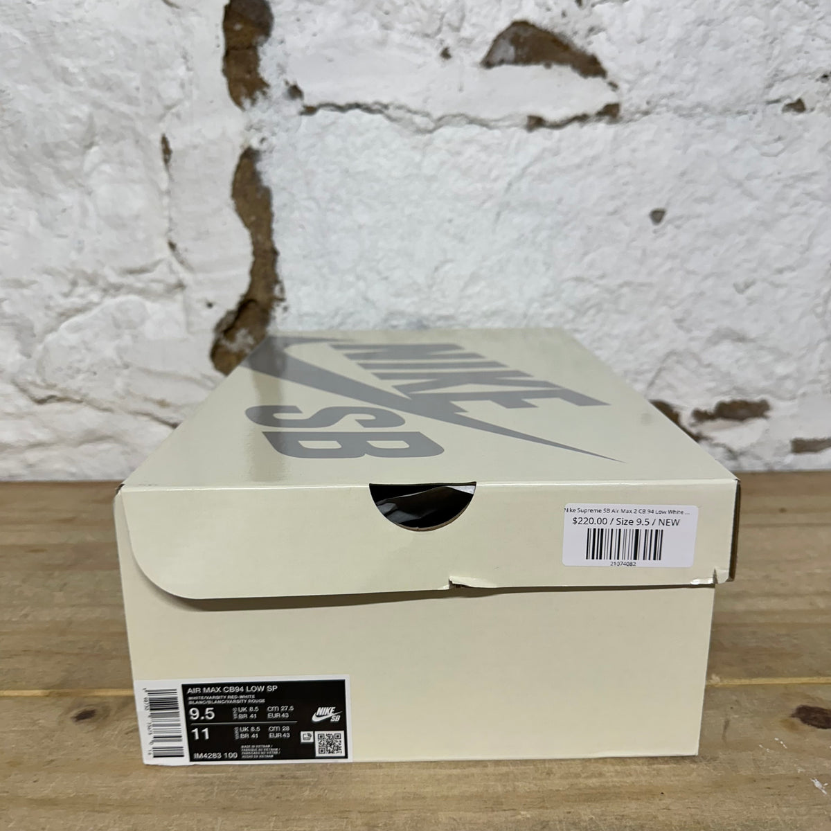 Nike Supreme SB Air Max 2 CB 94 Low White Gum Sz 9.5 DS