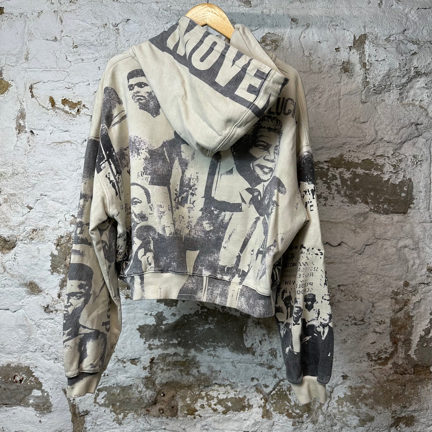 Vale Revolucion Zip Up Hoodie Cream Sz S