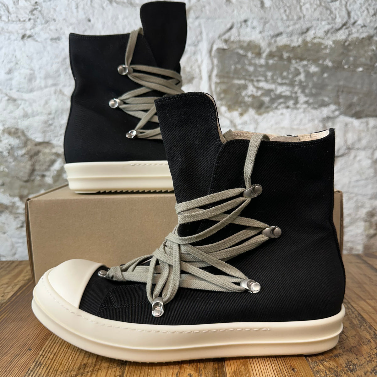 Rick Owens High Megalace Black Milk Sneaker Sz 11 (44)