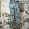 Amiri MX1 Black Leather Blue Denim Jeans Sz 29