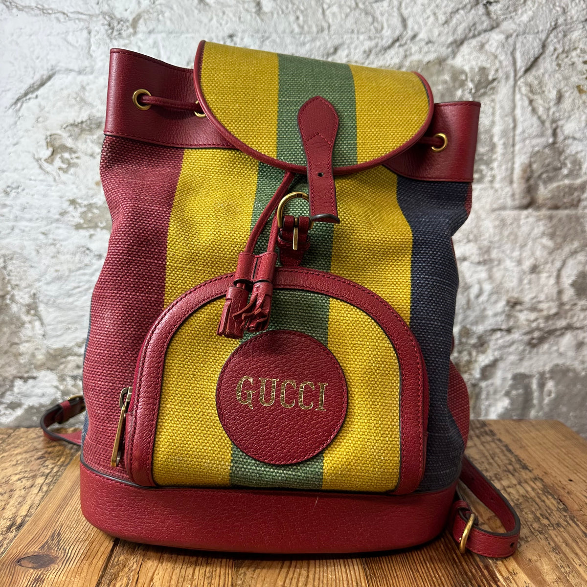 Gucci Multicolor Stripes Canvas Baiadera Backpack