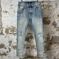 Amiri Crystal MA Quadstitch Blue Denim Jeans Sz 34