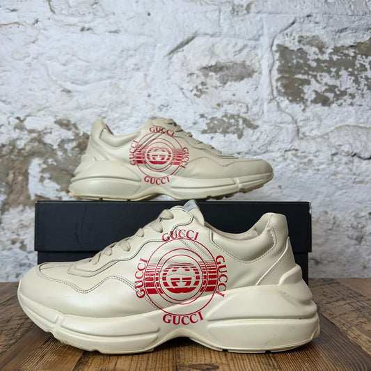 Gucci Rhyton Red Logo Cream Sneaker Sz 9