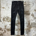 Amiri MX1 Black Leather Black Waxed Denim Jeans Sz 29