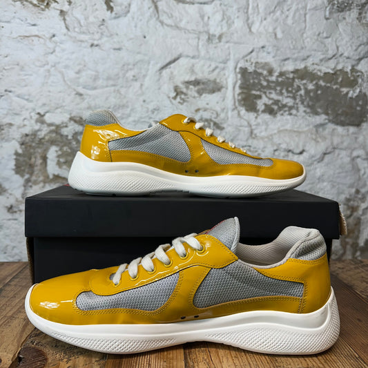 Prada Americas Cup Yellow Patent Grey White Sneaker Sz 11